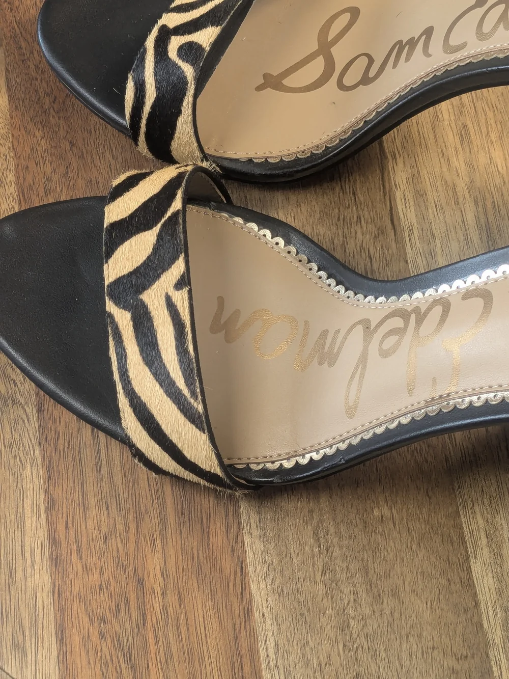 Sam Edelman Zebra Print Calf Hair Ankle Strap Block Heel Sandals Size 9.5 - Picture 4 of 10